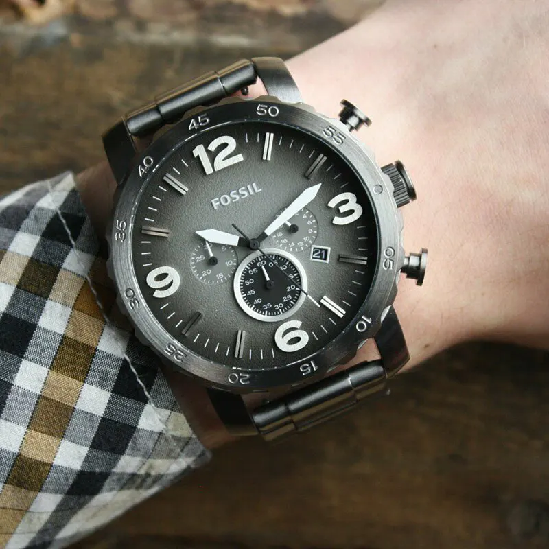 Fossil Nate Chronograph Quartz Smoke Dial Men's Watch- JR1437